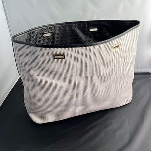 New Lo&Sons 15” Seville Shell in Light Grey Perforated Saffiano Leather